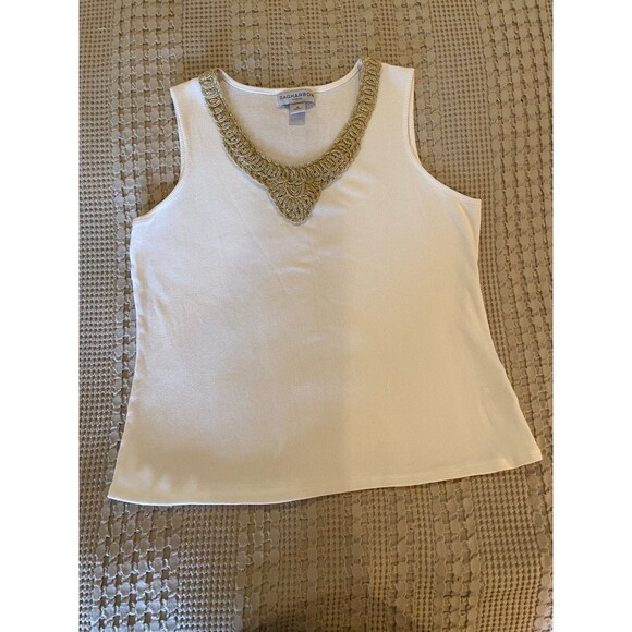 Sag Harbor Blouse Size 1X Top Sleeveless Rounded Neckine Stretch Stylish Dressy - Picture 9 of 9